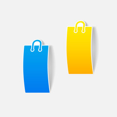realistic design element: shopping, bag, package