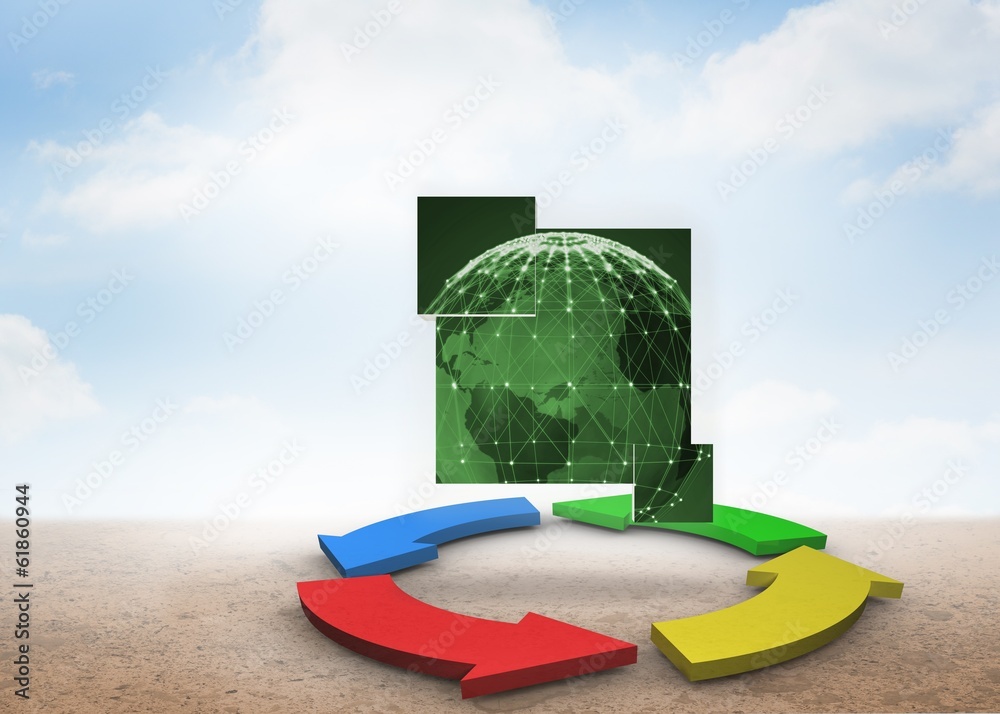 Poster composite image of green earth on abstract screen