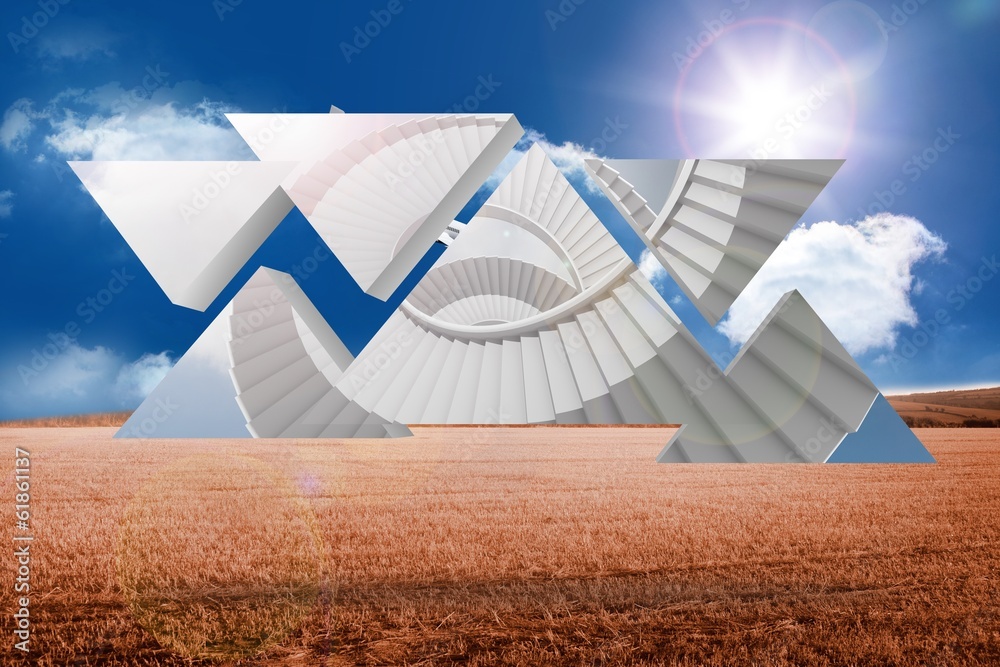 Poster Composite image of winding staircase on abstract screen