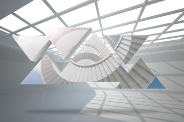 Composite image of winding staircase on abstract screen