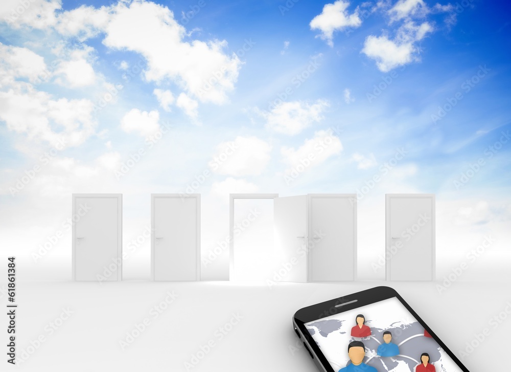 Poster Composite image of global communities on smartphone screen