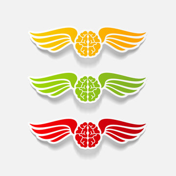 realistic design element: wing, angel, brain