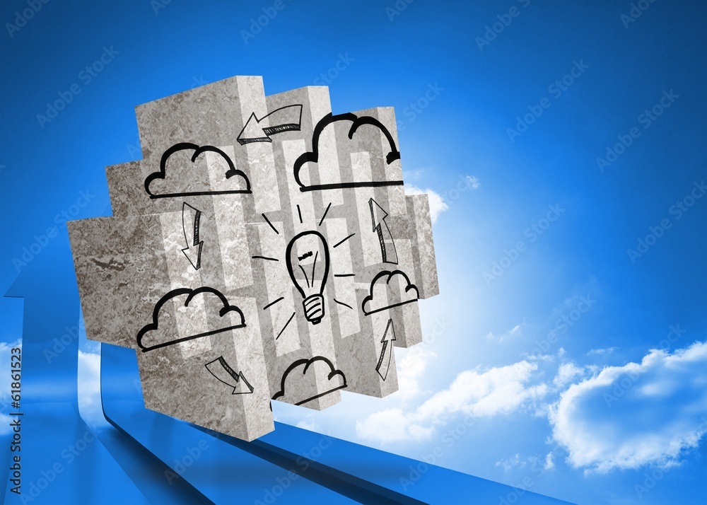 Poster Composite image of cloud computing idea on abstract screen
