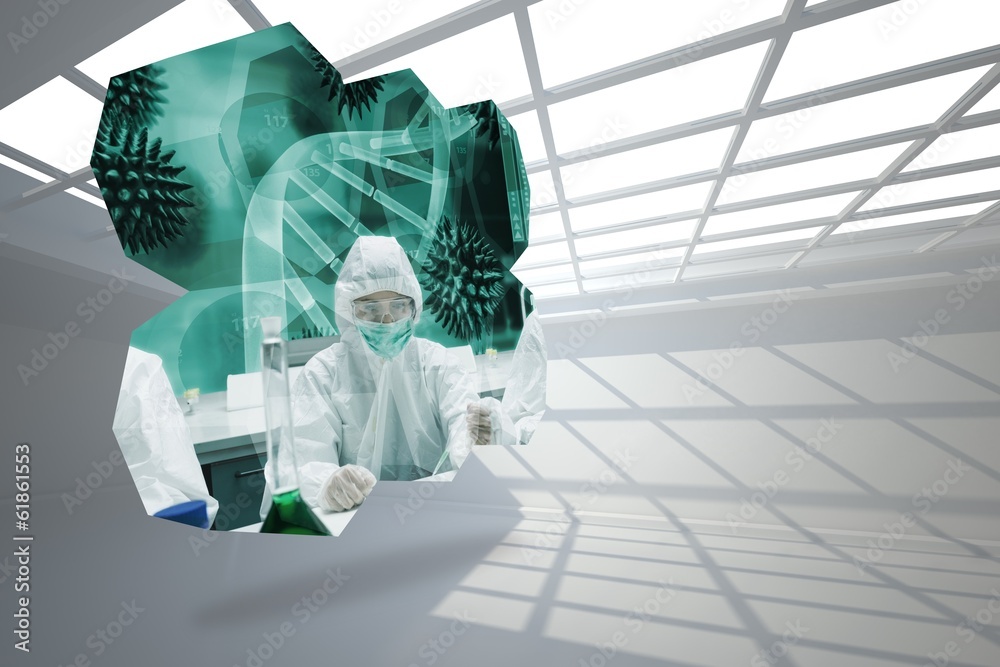 Aufkleber Composite image of scientists on abstract screen