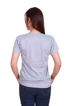 female with blank t-shirt (back side)