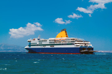 Cruise ship at Mykonos island, Greece © zoipap