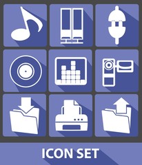 Media icons,Blue buttons,vector