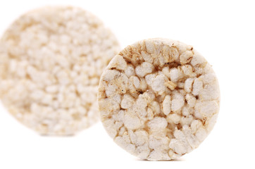 Close up of puffed rice snack.