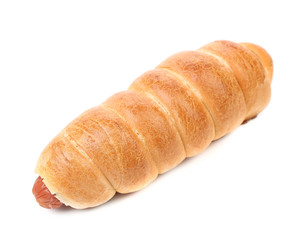 Baked hot dog.