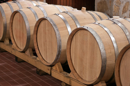 Wine Barrels in a Cellar