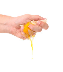 Hand smash egg yolk.