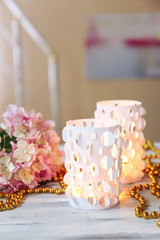 Home decor, candle lights on table