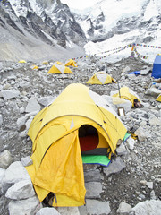 Everest Base Camp in cloudy day, Everest Region