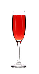 Pink champagne in a glass.