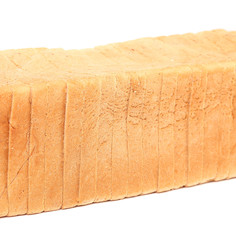 Sliced loaf of white bread.