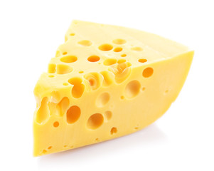 Piece of cheese, isolated on white