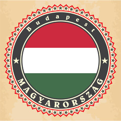 Vintage label cards of Hungary flag