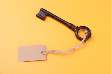 Key with empty tag, on color  background