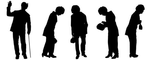 Vector silhouette of the old woman.