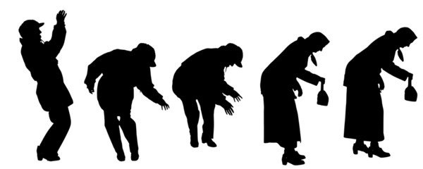 Vector silhouette of the old woman.