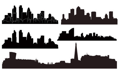 Vector London city silhouettes.