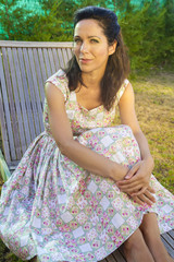 Woman gardening. Mature girl gardening in her backyard. spring s