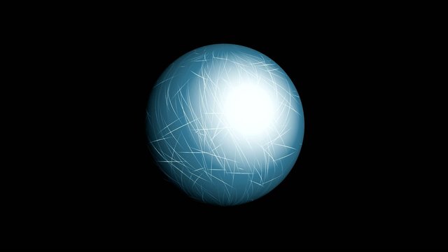 Transparent spherical ball, consisting of moving protons