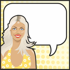 Pop Art blonde girl talking