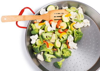 vegetables in a griddle