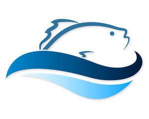symbol of fish in the waves for a vector