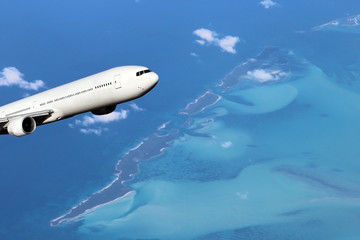Fototapeta na wymiar White Aircraft over Bahamas