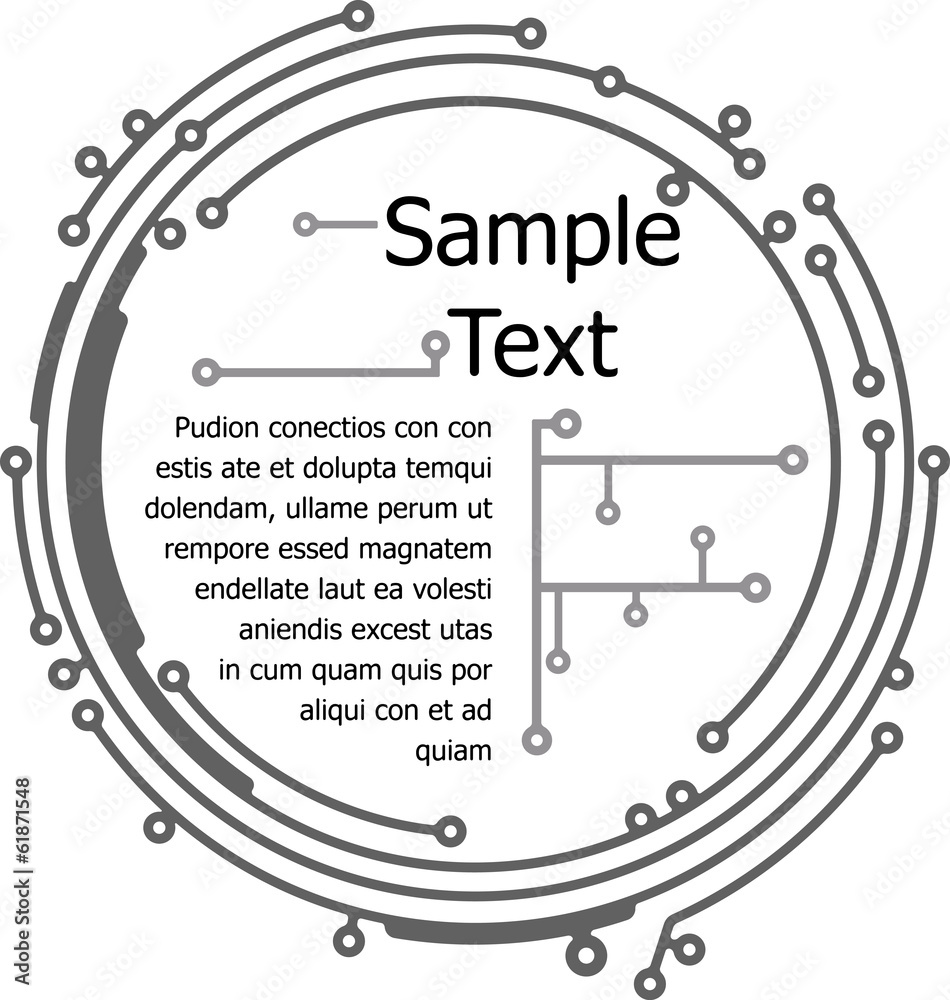 Fototapete round frame in pcb-layout style for text or design