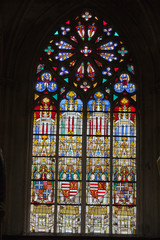 Fototapeta na wymiar Stained glass windows of Saint Gatien cathedral in Tours