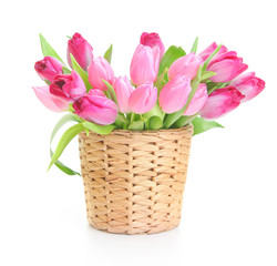 basket with tulips