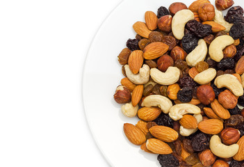 Nuts in plate closeup