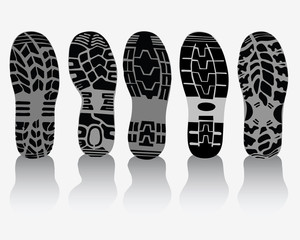 Illustration of various prints of shoes, vector