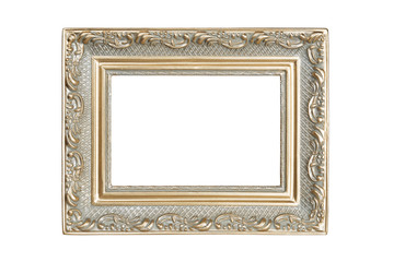 Silver-gold carved picture frame isolated with clipping path