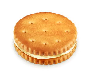Cookie with cream, vector