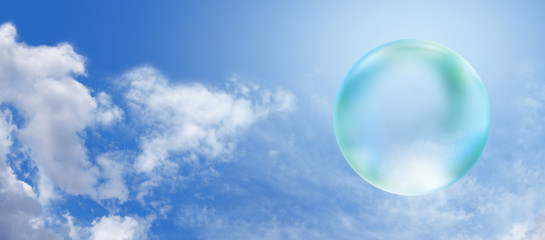 Solar Green Bubble on blue sky banner