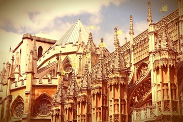 London - Westminster Abbey. Cross processed color tone.