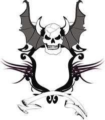 skull bat wings sticker tattoo heraldic shield2