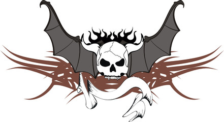 skull bat wings sticker tattoo