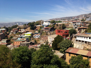 Fototapeta na wymiar Aerial view Concepcion and Alegre districts of Valparaiso, Chile
