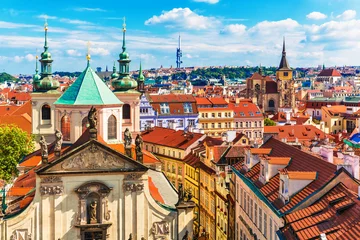 Foto op Canvas Luchtfoto van Praag, Tsjechië © Scanrail
