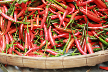 Red chili in the market