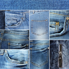 Collage of jeans close-up