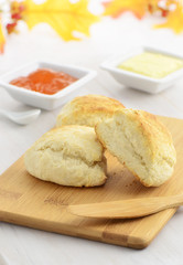 Scones with butter and jam