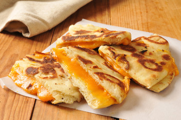 Grilled cheese sandwich on naan bread