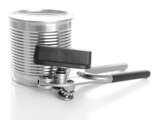 Can piercer with canned isolated on white