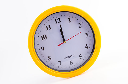 Yellow Clock Alarm Isolated On White Background